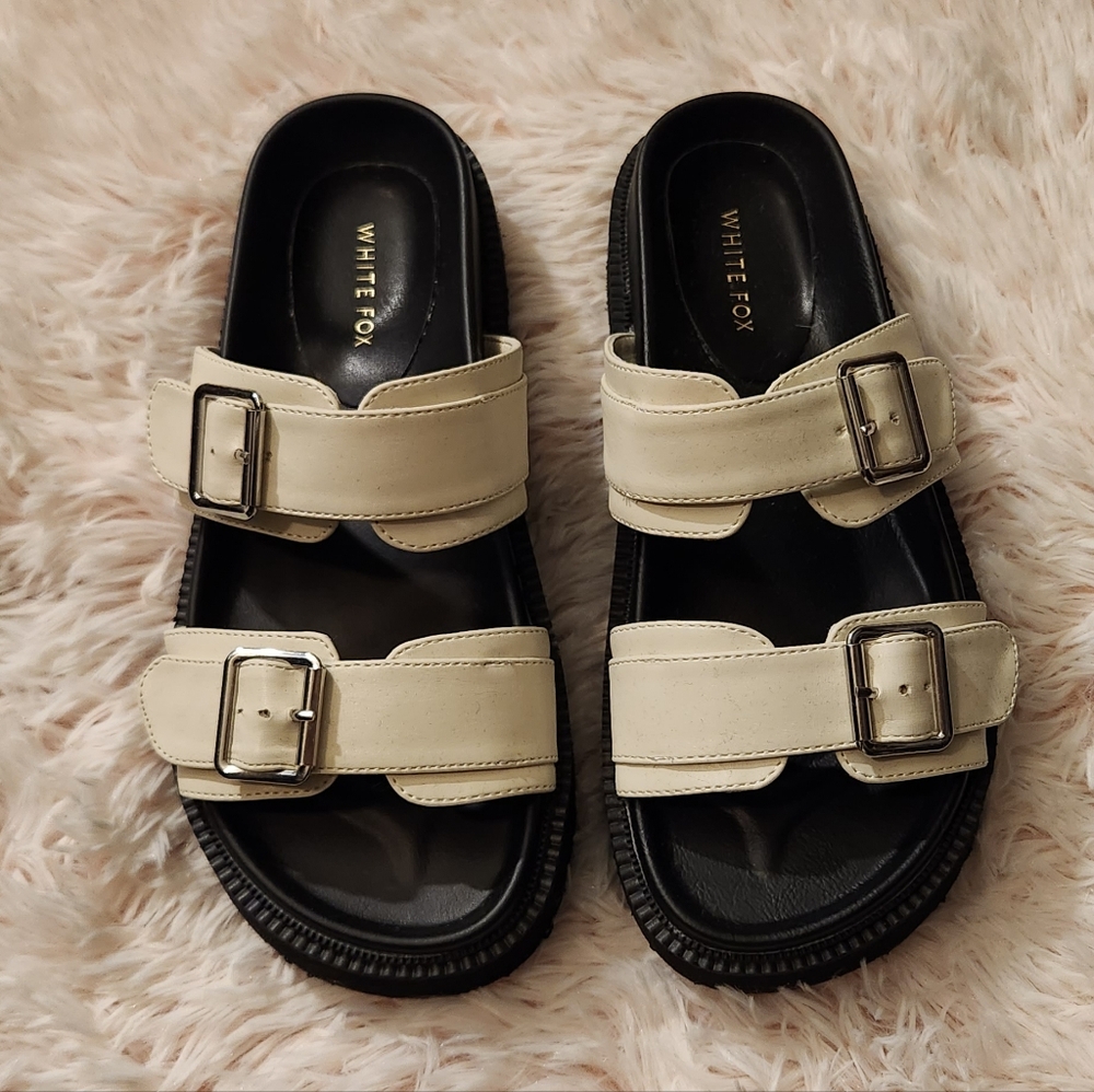 White Fox White platform Mila slides sandals size 8